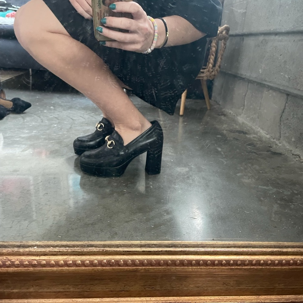 Leather Black Heels